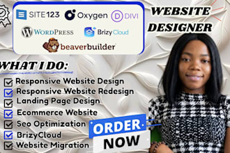 design and redesign brizy cloud website site123 divi  oxygen builder wordpress