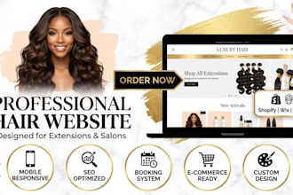 design a luxury wordpress hair extension website or wig store