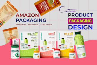 do product packaging box design, amazon box packaging, label design, mailer box