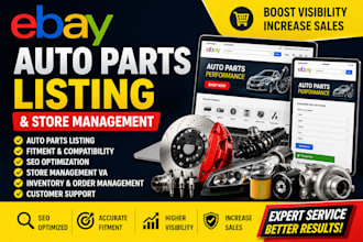do ebay auto parts listing, fitment SEO and ebay store management VA