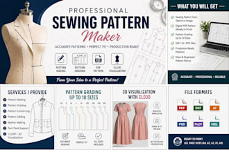 be your expert sewing pattern maker, PDF, grading and clo3d for clothing apparel