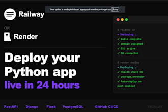 deploy your fastapi, django or flask app to railway or render