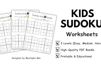 design professional sudoku puzzle worksheets for kids