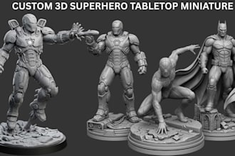 sculpt 3d superhero 3d character 3d miniature stl for 3d tabletop 3d printing