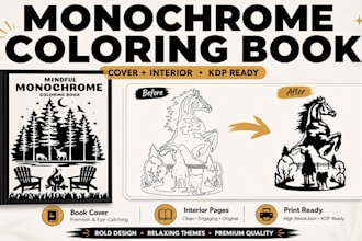 create custom monochrome coloring pages for amazon KDP in any niche
