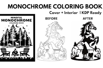 design monochrome coloring pages for amazon KDP in any niche