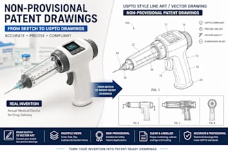 create non provisional patent drawing from sketch in autocad submission ready