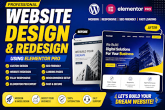 full website design or redesign using elementor pro speed optimization