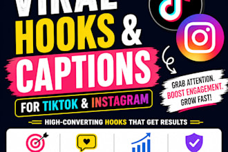 write high converting hooks and captions for tiktok and instagram
