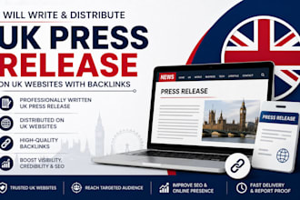 write and distribute UK press release on UK websites with backlinks