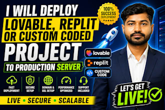 deploy your lovable, replit or custom coded project to production server