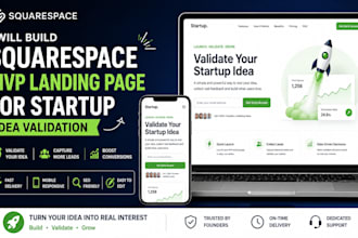build professional squarespace landing page for startup mvp and idea validation