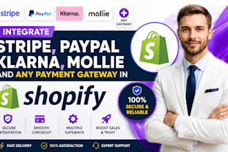 integrate stripe, paypal klarna, mollie and any payment gateway in shopify