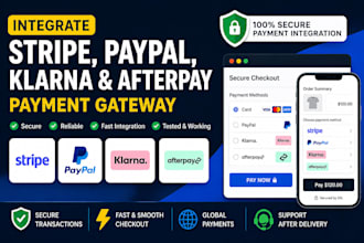 integrate stripe, paypal, klarna, and afterpay payment gateway on your website