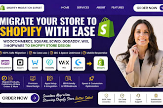 migrate woocomerce, square,ecwid, godaddy, wix, shopware to shopify store design