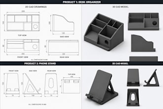 create 2d and 3d cad designs for products