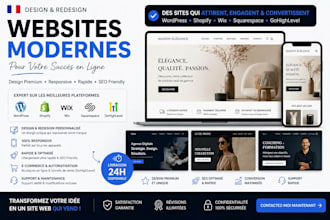 design redesign french wordpress shopify wix squarespace gohighlevel website