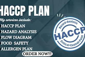 write a full haccp plan, food safety plan with procedures and monitoring log