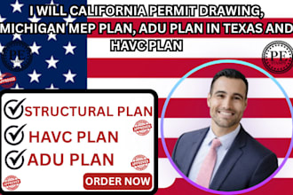 california permit drawing, michigan mep plan, adu plan in texas and havc plan