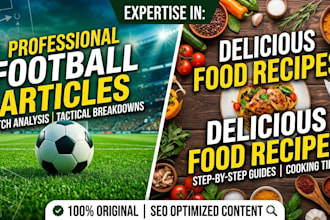 write professional football articles and food recipes