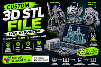 create custom 3d stl file for 3d printing miniatures toys and functional parts