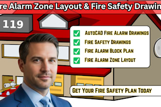 prepare fire alarm zone layout, fire alarm block plan,fire safety drawings