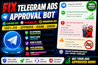 remove prohibited telegram ads, setup telegram bot approval telegram ads bot
