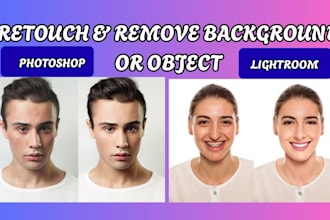retouch face remove background objects and turn photo into sketch effect
