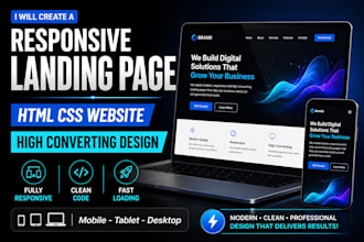 create a responsive HTML CSS landing page