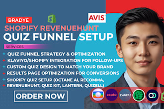 setup shopify quiz funnel apps revenuehunt judgeme ai tangent trackr vqb brandye