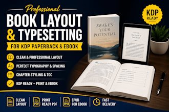 design clean book layout and typesetting for KDP paperback and ebook