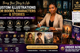 create custom illustrations for books, characters and stories