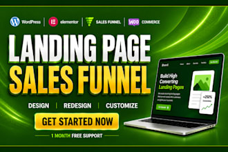 design  wordpress landing page, sales funnel  one page website and homepage