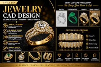design custom jewelry cad, 3d jewelry models and realistic rendering