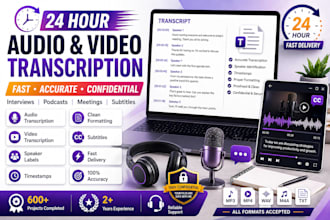 transcribe audio to text, interview, podcast, youtube video, audio transc
