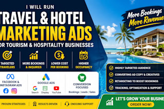 run travel and hotel marketing ads for tourism and hospitality business website