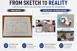 create 2d plans and 3d house model from your sketch