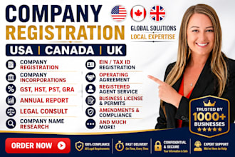 professionally register your company, number, gst and hst and incorporation