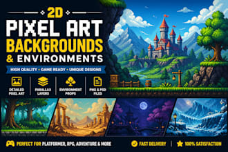 design 2d game backgrounds tilesets and environment assets for your game