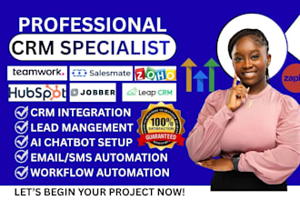 hubspot crm automation sales pipeline jobber teamwork zoho crm calendly booking