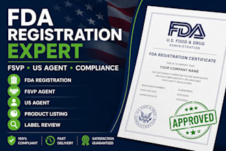 handle fsvp, fda registration, US agent, product listing and label review