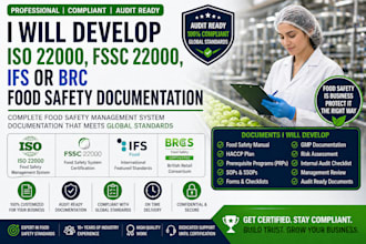 develop iso 22000, fssc 22000, ifs or brc food safety documentation