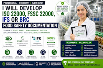 develop iso 22000, fssc 22000, ifs or brc food safety documentation