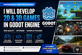 develop 2d or 3d games in godot engine and gd script