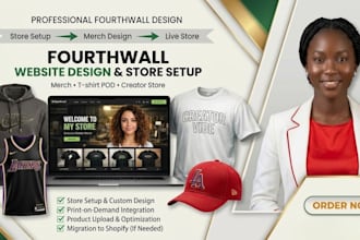 fourth wall website design, fourth wall store set up merch pod design