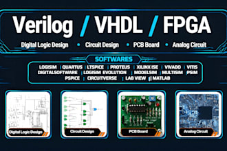 dld, circuit design, verilog, vhdl, fpga on xilinx, quartus, logisim, multisim