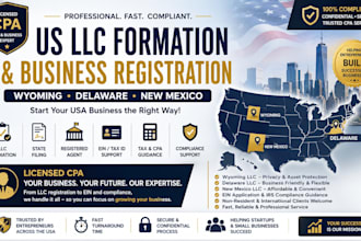 register incorporate your llc corp business in new mexico, wyoming, delaware USA