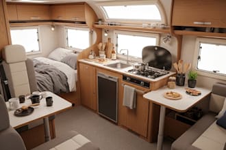 design and convert 3d caravan into mobile home office, salon or custom space
