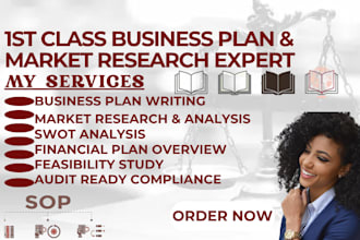 do 1st class market research, swot, business plan and feasibility study reports