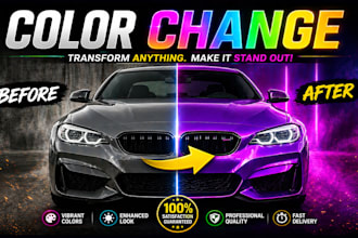 do professional photoshop product color change, recolor and color correction